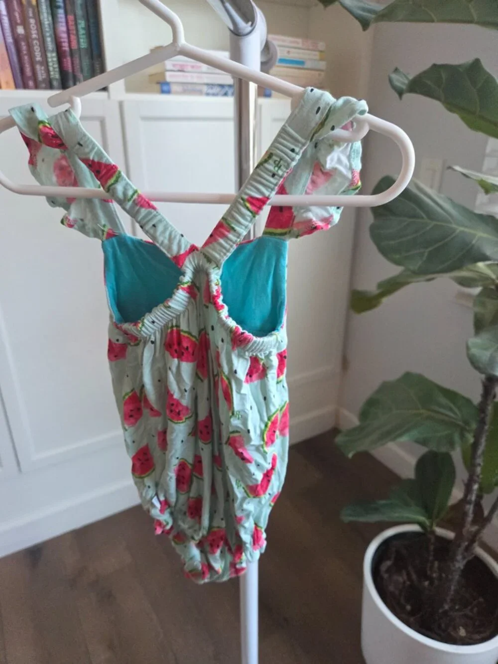 Posh Peanut watermelon print ruffle onesie